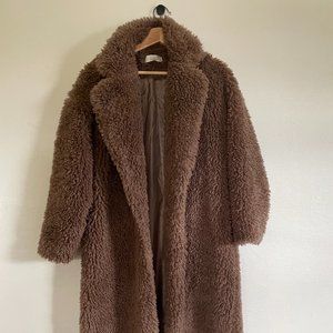Small Brown Women's Long Sherpa Coat